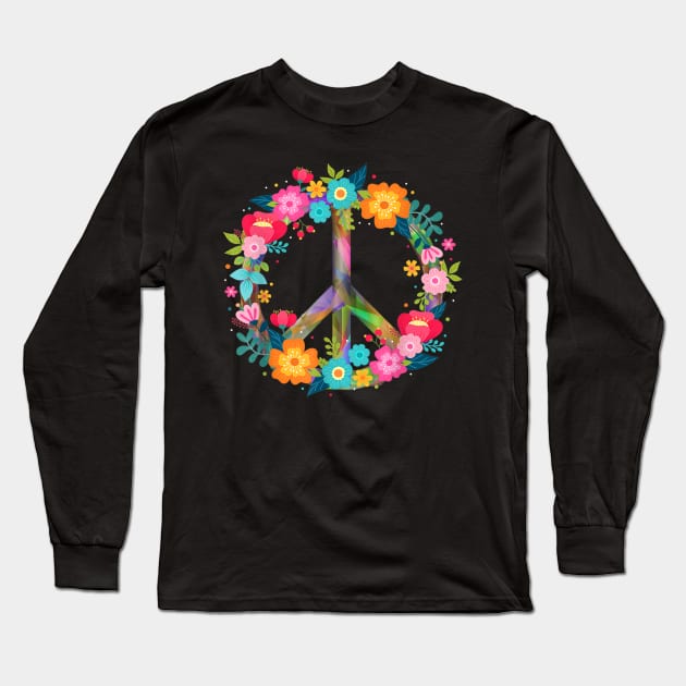 Peace Love Hippie Costume Tie Die 60s 70s Long Sleeve T-Shirt by jordanfaulkner02